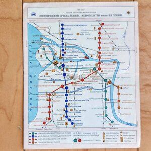 Leningrad USSR Vintage Metropolitan Map Year 1987 Collectible Small Pocket size